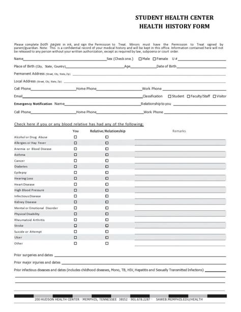 43 Formularios De Historial De Salud Médica Pdf Word Mundo Plantillas