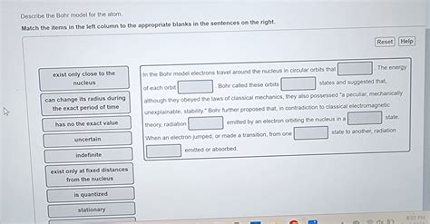 Answered Describe The Bohr Model For The Atom Match The Items In The