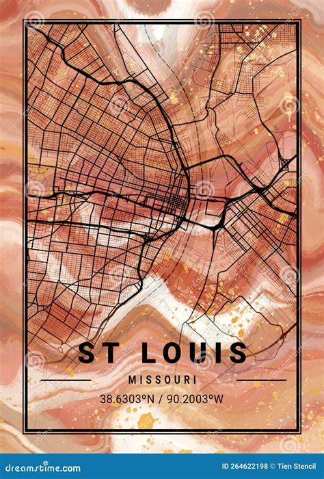 St Louis United States Violet Marble Map Stock Illustration