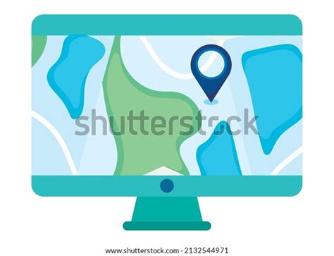 Computer Map On Screen Stock Vector Royalty Free 2132544971