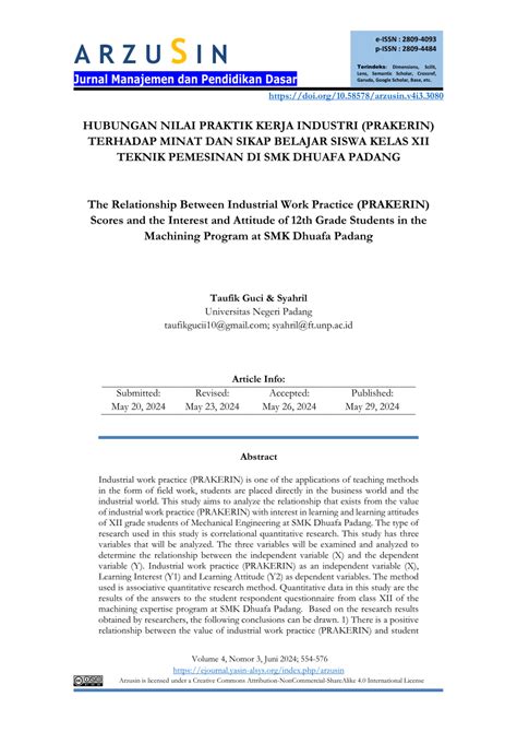 Pdf Hubungan Nilai Praktik Kerja Industri Prakerin Terhadap Minat