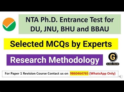 NTA PhD Entrance Test 2023 Selected MCQs By Experts On Research