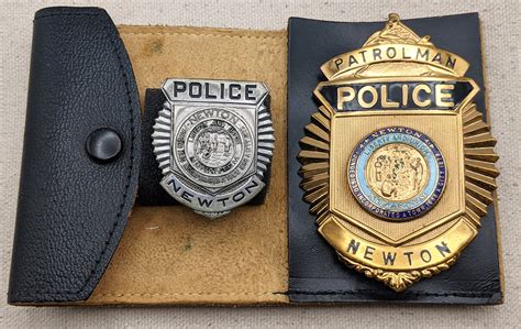 Great Newton Ma Pair Of Police Badges 1930s Wallet Badge And 1965