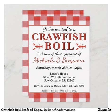 Crawfish Boil Seafood Engagement Party Invitation Engagement Party