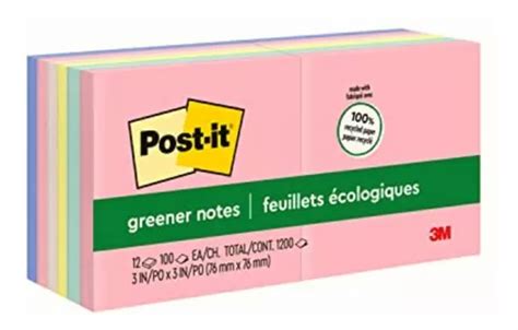 Post It Greener Notes 7 6 X 7 6 Cm 12 Blocs Notas Cuotas Sin Interés