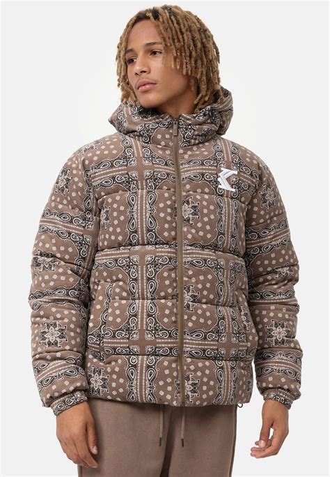 Karl Kani Hooded Paisley Puffer Jacket Giacca Invernale Dark Taupe