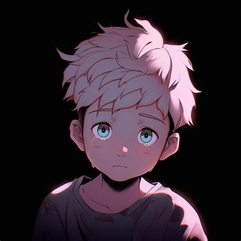 Premium Ai Image Anime Boy With White Hair And Blue Eyes Staring At The Camera Generative Ai