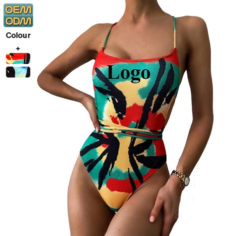 Tie Dye Bikini For Women One Piece Swimwear Halter Neck Swimsuit Sexy Swimwear And Bikini Price