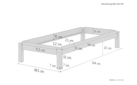 Erst Holz Lit Empilable En Pin Massif Naturel 80x190 Lit Simple Avec