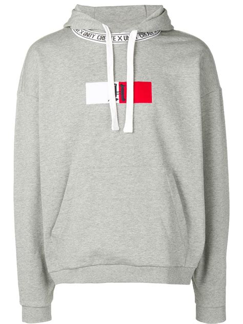 Tommy Hilfiger Logo Embroidered Hoodie Grey Modesens