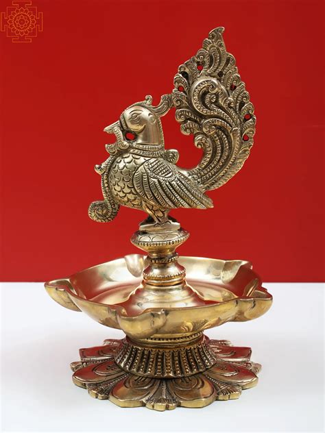 Brass Peacock Diya Exotic India Art