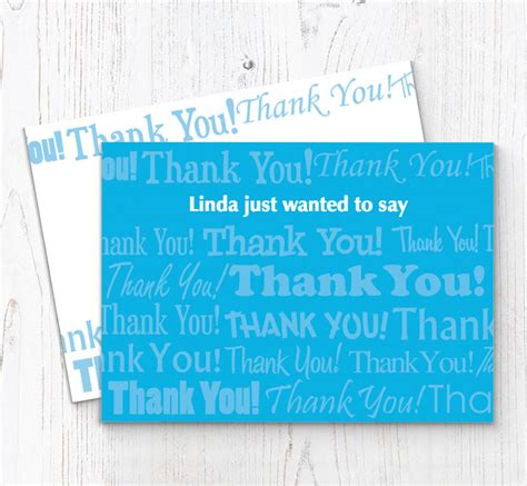 Blue Thank You Cards Personalise Online Plus Free Envelopes Putty Print