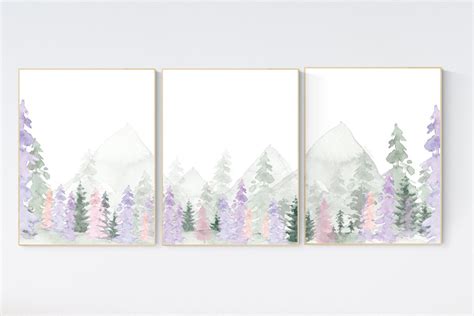 Nursery Decor Woodland, Mountain Wall Art, Tree Nursery Decor, Adventure Theme Nursery, Forest ...