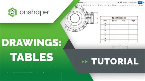 Tables In Onshape Drawings Youtube