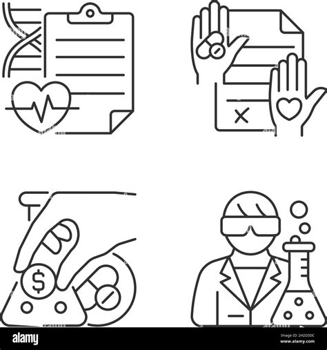 Conjunto de iconos lineales de investigación experimental Imagen Vector