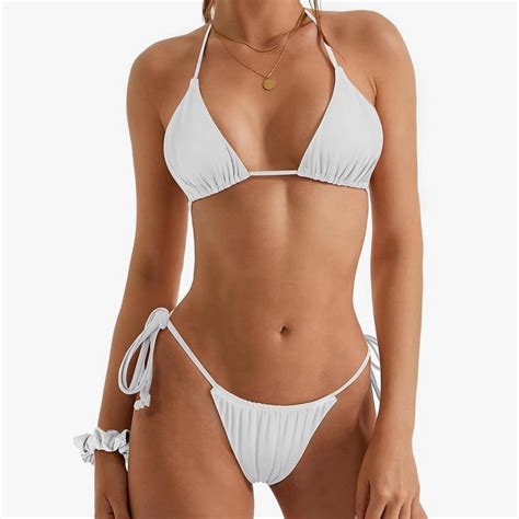 White Bikini Set With Matching Scrunchy Depop