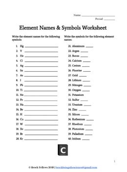 Element Symbols Worksheet Kid Worksheet Printable