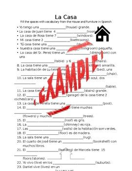 La Casa Worksheet Fill In The Blanks House And Furniture Vocab