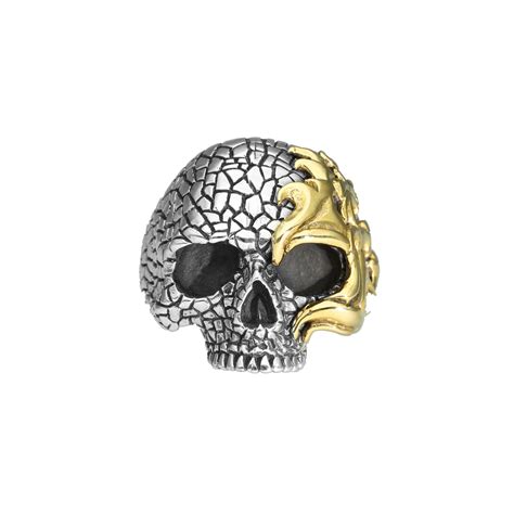 Bague Homme T Te De Mort Flamboyante Argent