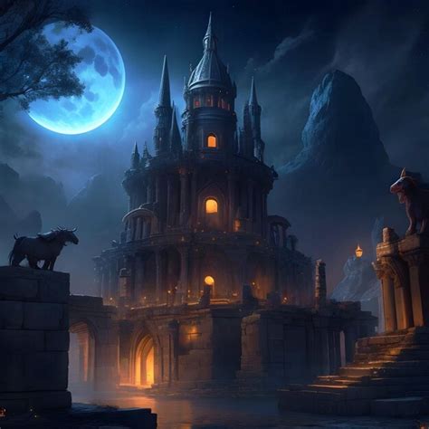 Premium AI Image | Halloween Dark Ancient magical city mythical world ...