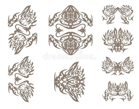 Dragons Symbols in Tribal Style Stock Vector - Illustration of abstract ...