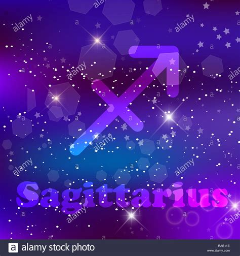 Sagittarius Zodiac sign and constellation on cosmic background with ...