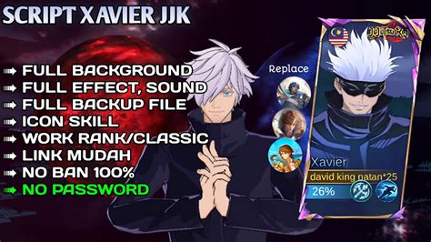 NEW Script Skin Xavier Jujutsu Kaisen No Password Full Effect Voice