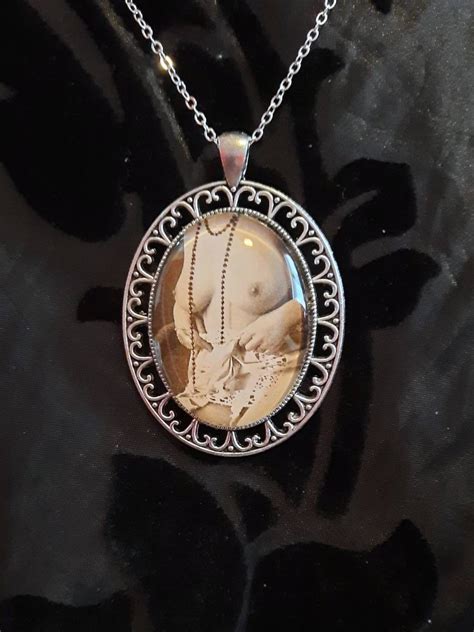Vintage Nude Postcard Pendant Hands Breasts And Beads Etsy