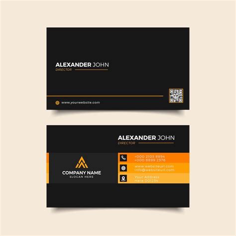 Premium Vector Modern Business Card Black And Orange Elegant Professional