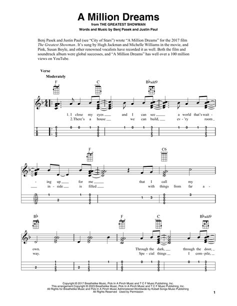 A Million Dreams From The Greatest Showman By Pasek And Paul Sheet Music For Easy Ukulele Tab At