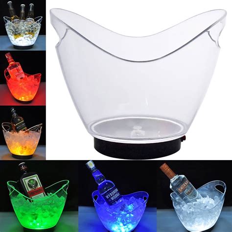 Led Luminous Ice Bucket Liter Clear Acrylic Plastic Champagne Bucket