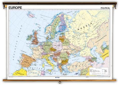 Spanish Language World Political & Physical Map on Spring Roller from ...