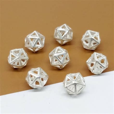 Sterling Silver Polygon Beads Faceted Beads Silver Etsy