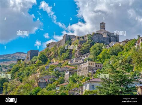 View of castle in Gjirokaster, Albania Stock Photo - Alamy