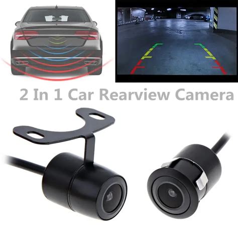 2 In 1 CCD HD Car Backup Reverse Rearview Camera 170 Degrees Wide Angle