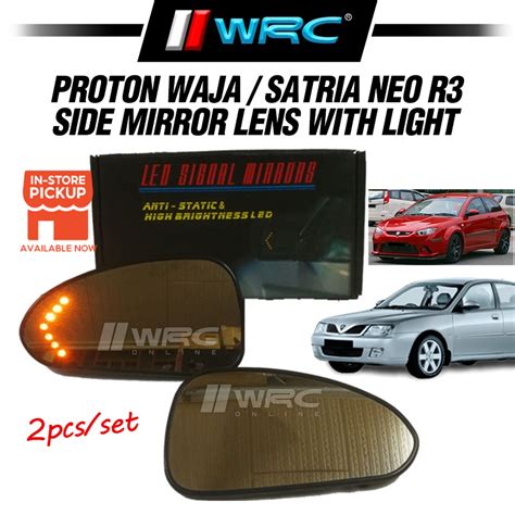 WRC Proton Waja Satria Neo R3 Side Mirror Lens With Light 2pcs Set