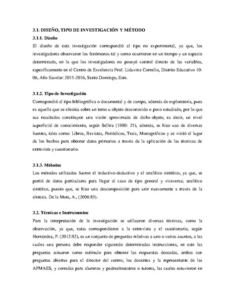 Capitulo III Marco Metodologico 3 DISEÑO TIPO DE INVESTIGACIÓN Y