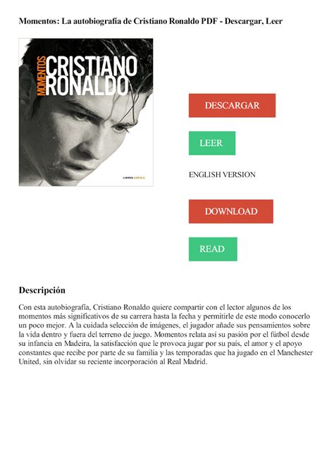 Momentos La autobiografía de Cristiano Ronaldo PDF Descargar Leer