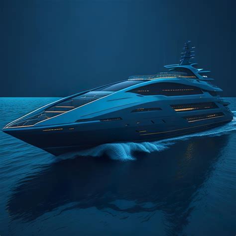 Premium AI Image | Luxury super blue yacht with modern design on ocean with sunset