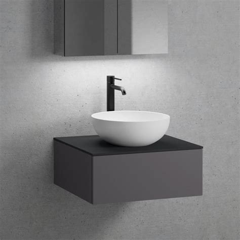 neoro n50 Meuble bas l 60 cm 1 tiroir lavabo Ø 45 cm blanc mat