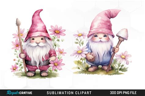 Daisy Pink Gnome Exquisite Clipart