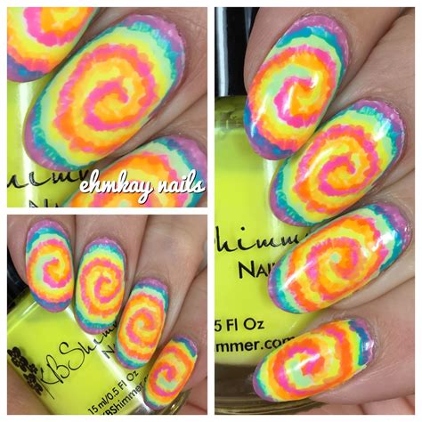 Ehmkay Nails 5th Blogging Anniversary Neon Tie Dye Birthday Nail Art