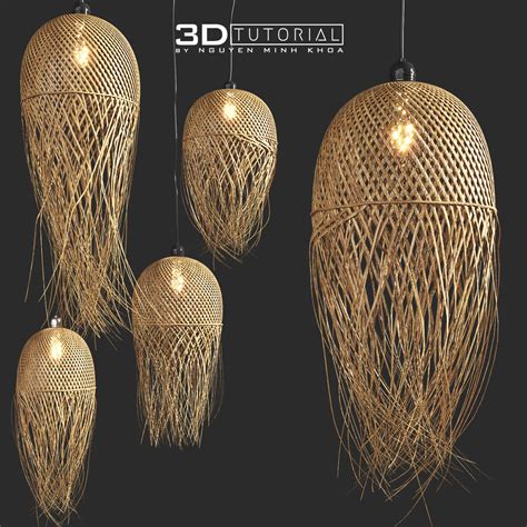 Free 3d Model Rattan Jellyfish Pendant Lamp By Nguyen Minh Khoa