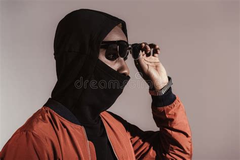 Stylish Young African American Man Wearing Hood With Face Mask Stock Image Image Of Black