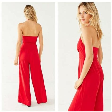 Urban Outfitters Pants And Jumpsuits Urban Outfitters Red Halter Wide