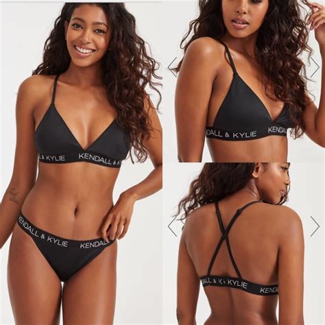 Kendall Kylie Swim Kendallkylie Logo Bikini Black Xsmedium New Nwt Poshmark