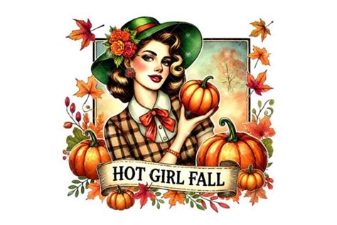 Hot Girl Fall Girly Sublimation PNG Graphic By TinyBig Studio Creative Fabrica