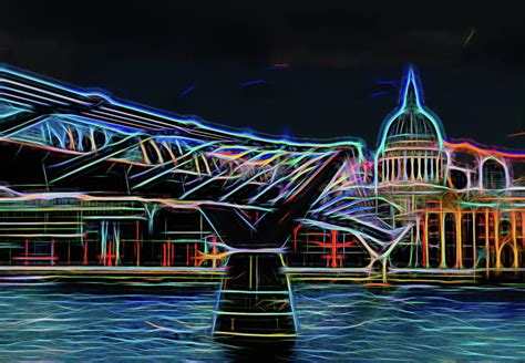 Millennium Bridge Glow Digital Art by Mo Barton