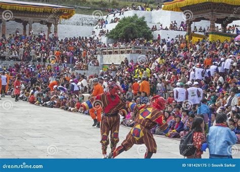 10th October, 2019, Thimphu Dzong, Bhutan: Bhutanese Dancers Performing ...