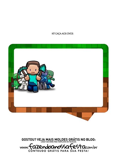 Kit Caca Aos Ovos Minecraft Plaquinha Sem Escrita Fazendo A Nossa Festa